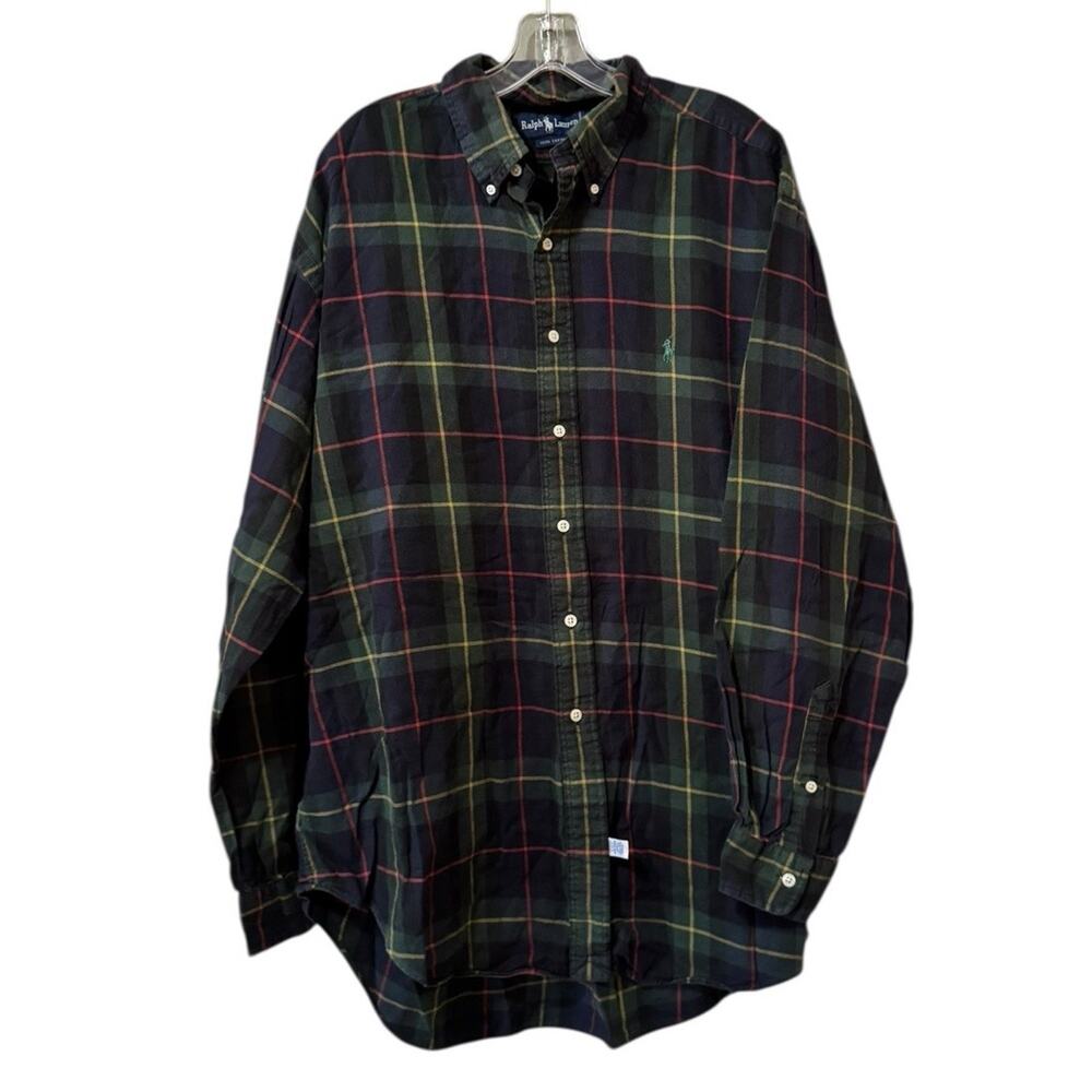 Ralph Lauren Men Plaid Long Sleeve Button Down Shirt Size XL100% Cotton Colorful